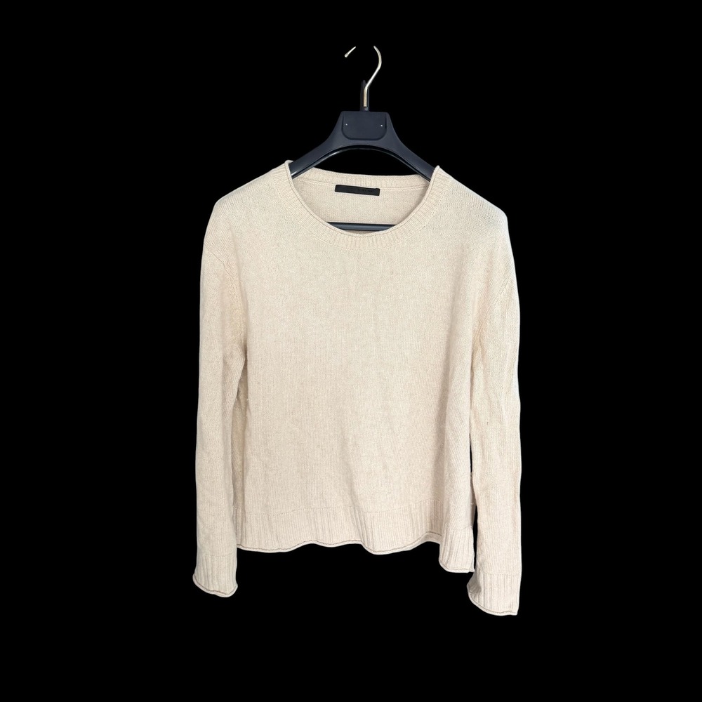 Jenni Kayne Everyday Sweater Oatmeal Beige Wool Cashmere Blend XL Distressed